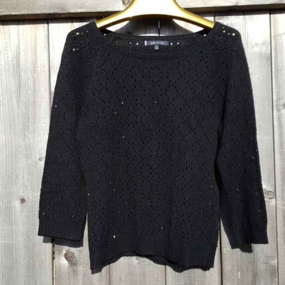 Anne Klein black beaded sweater - Picture 3 of 15